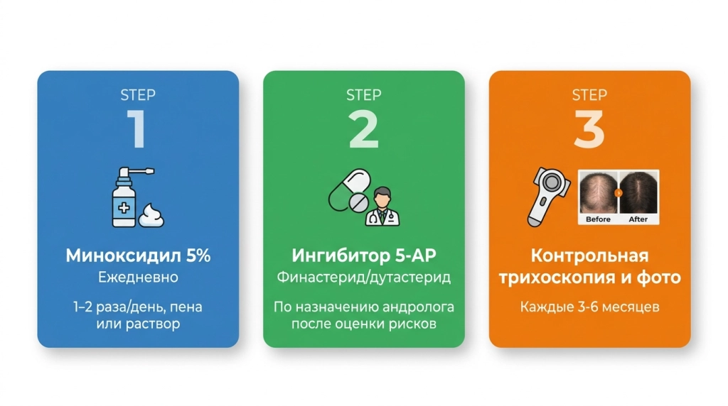 3 шага к результату при андрогенной алопеции